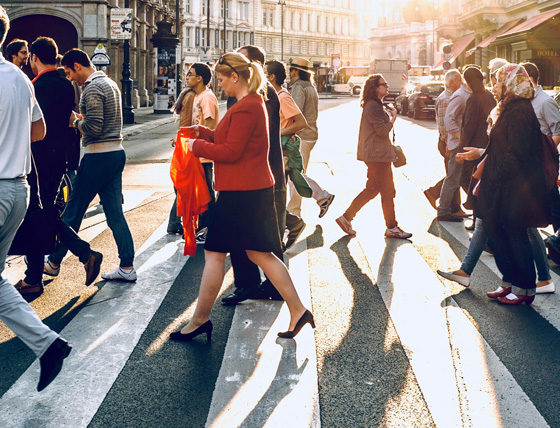 people walking in the street