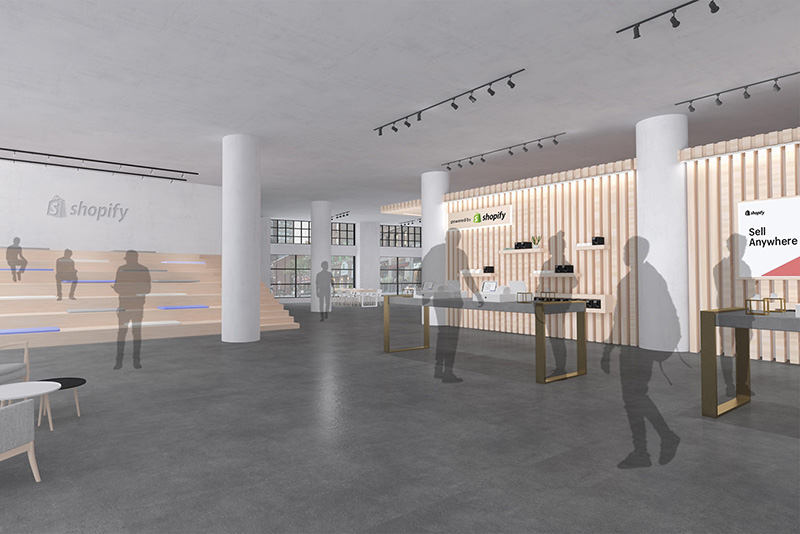 Shopify physical store Rendering of the Shopify store