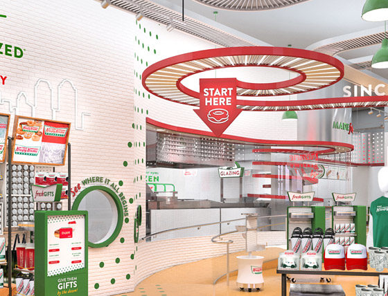Store design rendering of interior of new Krispy Kreme Time Square Flagship